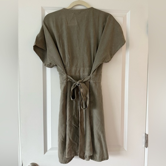 Quince Vintage Wash Tencel Button Front Dress Sage Green - Picture 9 of 10